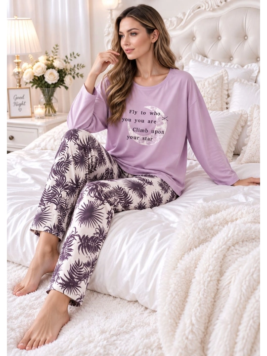 2/1 pijama ayollar va qizlar uchun uy pijamasi ikki qismli qulay kofta va uzun shim 46-50