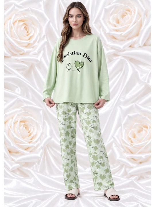 2/1 pijama ayollar va qizlar uchun uy pijamasi ikki qismli qulay kofta va uzun shim 46-50