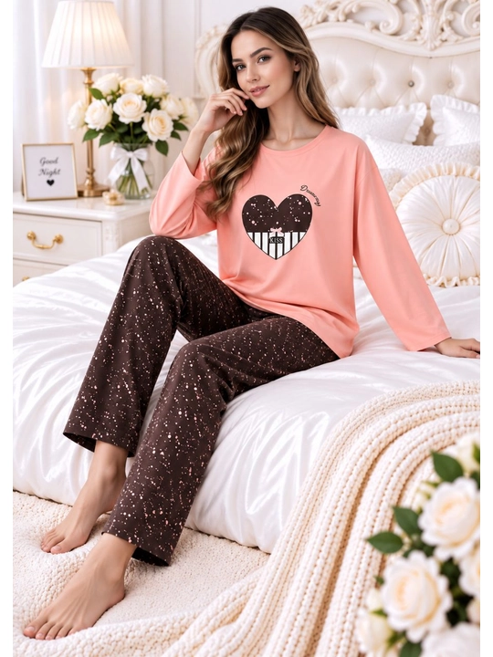 2/1 pijama ayollar va qizlar uchun uy pijamasi ikki qismli qulay kofta va uzun shim 46-50