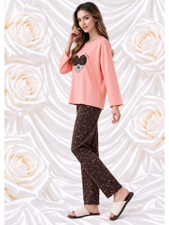 2/1 pijama ayollar va qizlar uchun uy pijamasi ikki qismli qulay kofta va uzun shim 46-50
