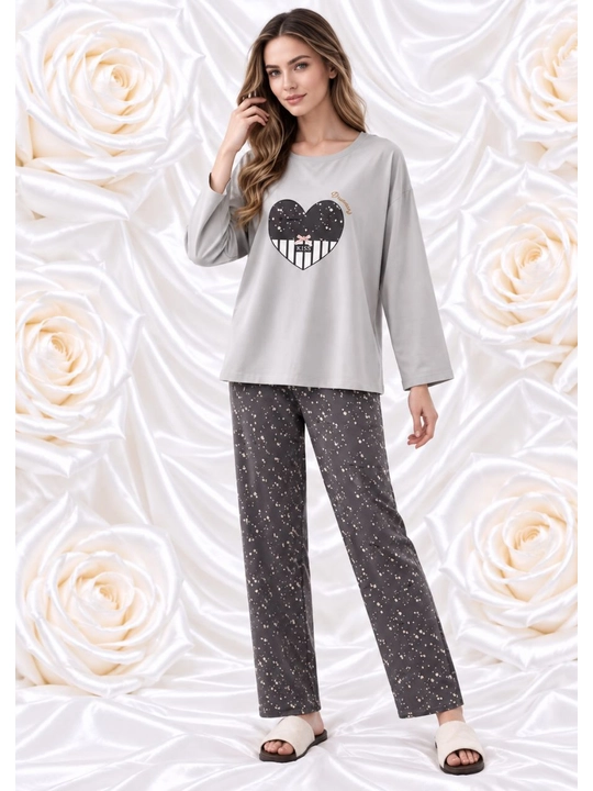 2/1 pijama ayollar va qizlar uchun uy pijamasi ikki qismli qulay kofta va uzun shim 46-50