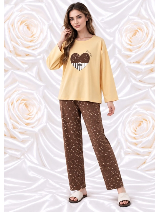 2/1 pijama ayollar va qizlar uchun uy pijamasi ikki qismli qulay kofta va uzun shim 46-50
