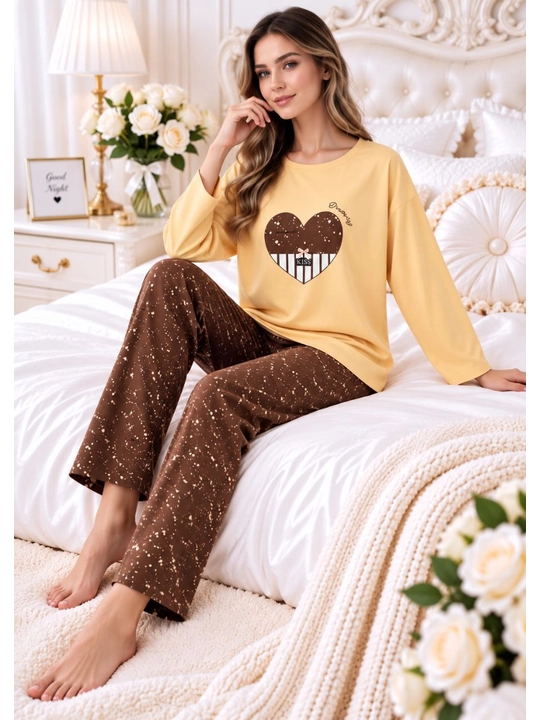 2/1 pijama ayollar va qizlar uchun uy pijamasi ikki qismli qulay kofta va uzun shim 46-50