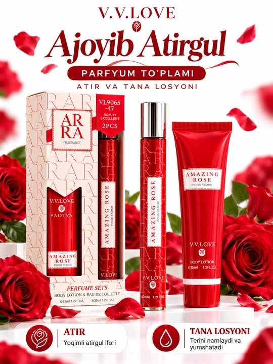 Parfyumeriya to‘plami, ayollar uchun atir va losyonlar sovg‘a to‘plami, 30ml+35ml