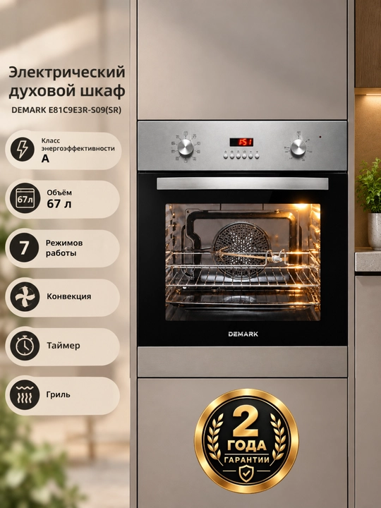 Встраиваемая электрическая духовка DEMARK E81C9E3R-S09(SR) - 