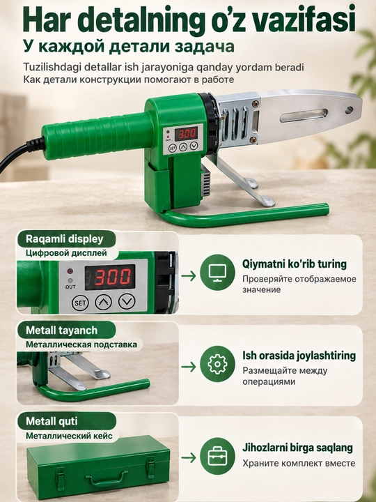 Santexnika dazmol 20–32 mm plastik quvurlar uchun, 600 Vt - 