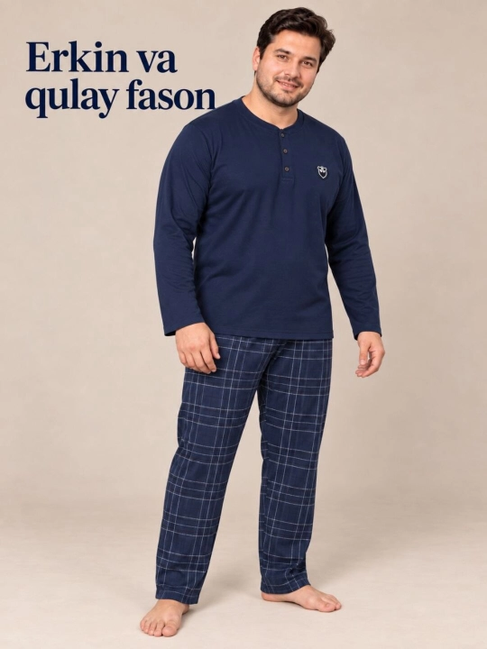 Erkaklar pijamasi, katta o'lchamli, pijama erkaklar uchun, Turkiya, 2XL-5XL