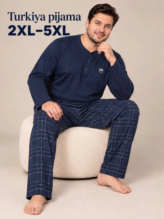 Erkaklar pijamasi, katta o'lchamli, pijama erkaklar uchun, Turkiya, 2XL-5XL