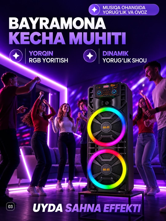 Katta simsiz kalonka, mikrofonli karaoke bluetooth kolonka, pultli portativ karnay