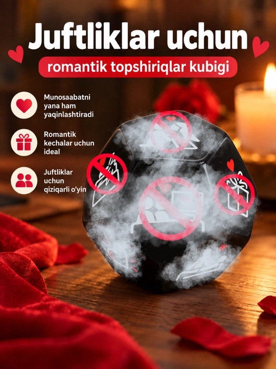 Кубик с романтическими заданиями для пар, 12-гранная игра, кубик для влюблённых