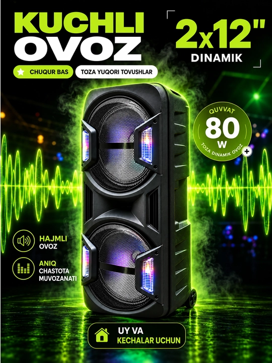 Katta simsiz kalonka, mikrofonli karaoke bluetooth kolonka, pultli portativ karnay