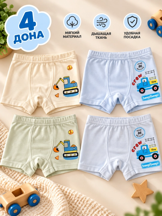 Трусики для мальчиков, наборы по 2 и 4 штуки - 