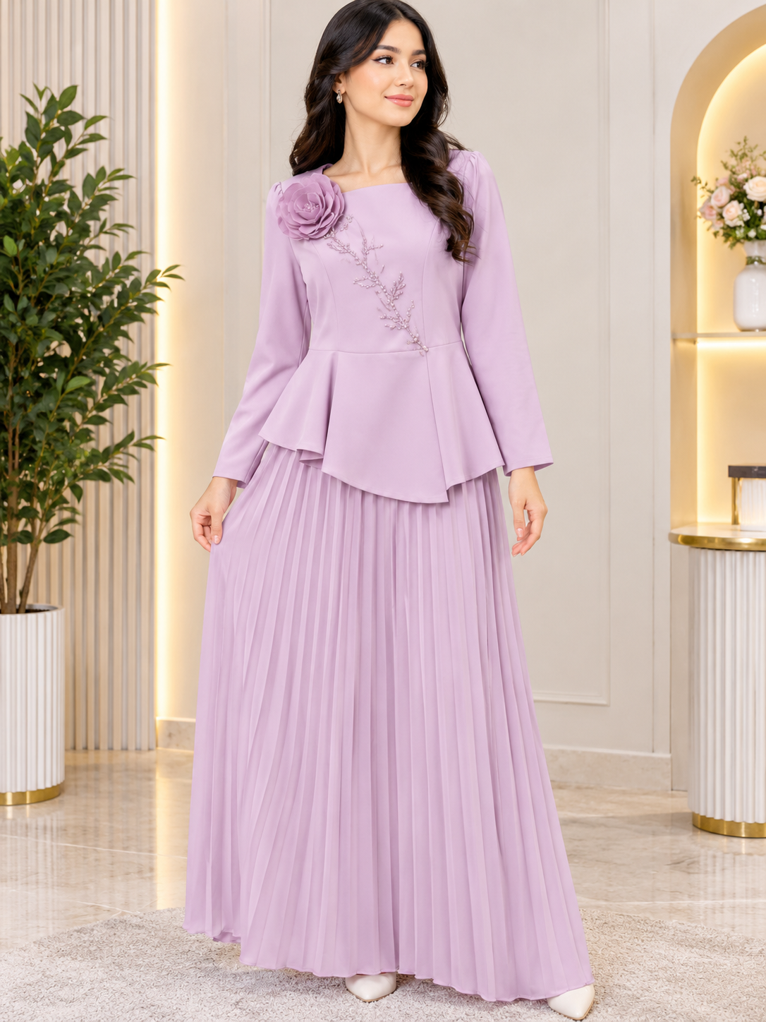 Ayollar ko‘ylagi, uzun ko‘ylak, lavanda ko‘ylak, plisse ko‘ylak - 
