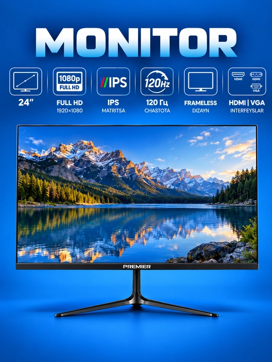 Monitor Premier 24PRM120LED 24" IPS Full HD 120Hz HDMI Ramkasiz Gaming Monitor - 
