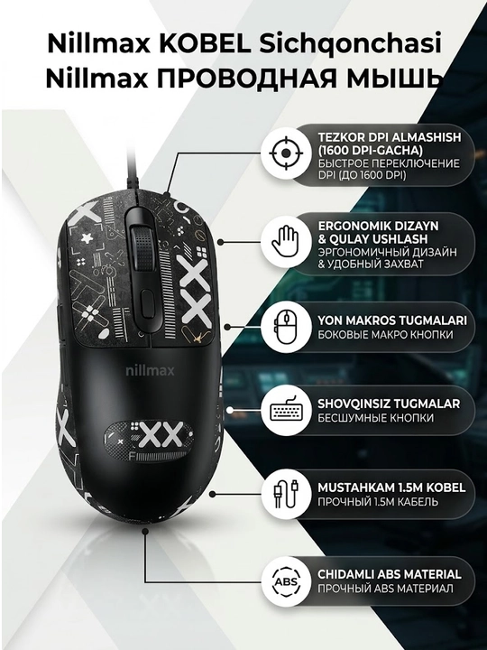 Проводная компьютерная мышь Nillmax - 