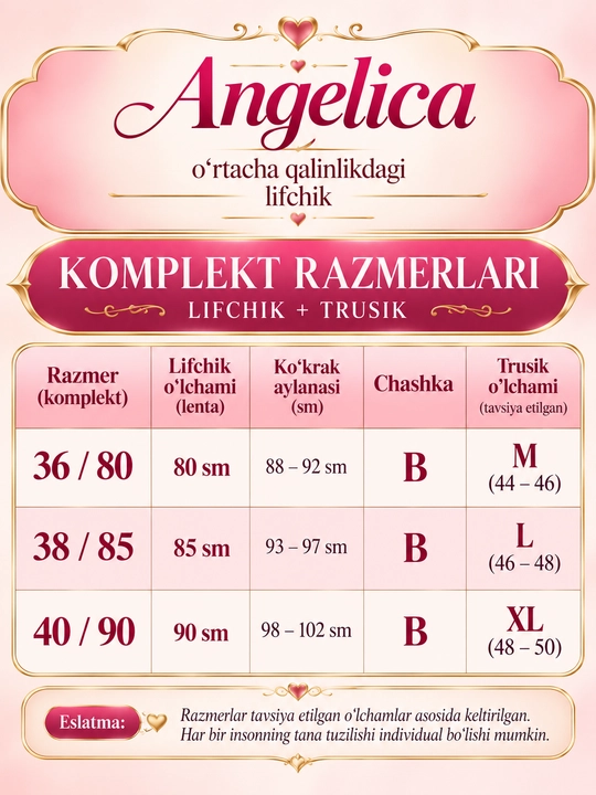 2/1Ayollar ichki kiyimi B chashka o`rtacha qalin byustgalter va trusiklar to‘plami  kiyim