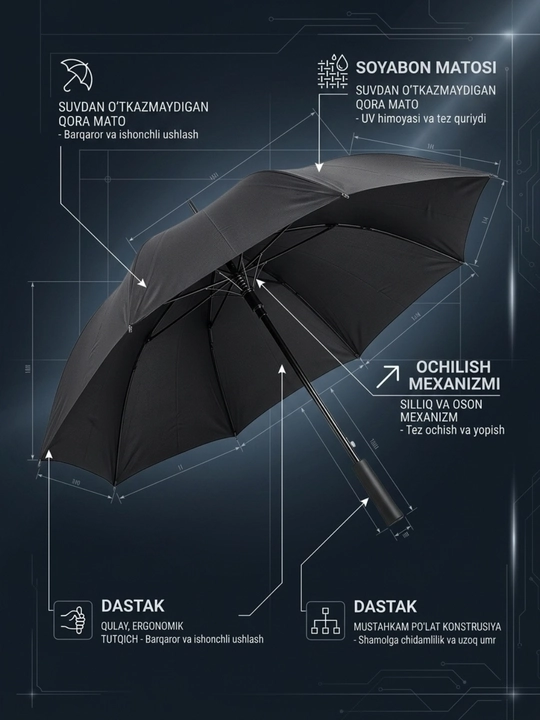 Зонт мужской, 60 см 