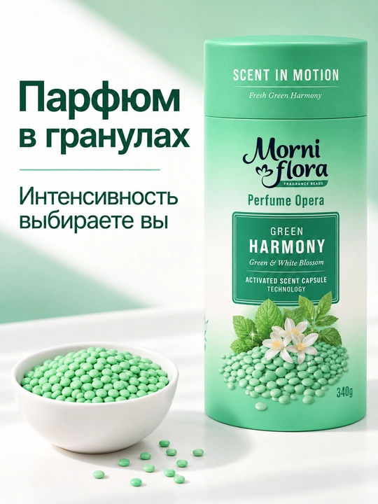Morni Flora Perfume Opera,340 г — ароматические гранулы для стирки,приятный стойкий аромат