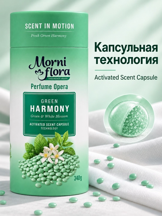 Morni Flora Perfume Opera,340 г — ароматические гранулы для стирки,приятный стойкий аромат
