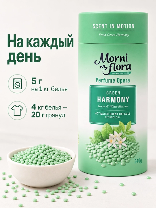 Morni Flora Perfume Opera,340 г — ароматические гранулы для стирки,приятный стойкий аромат