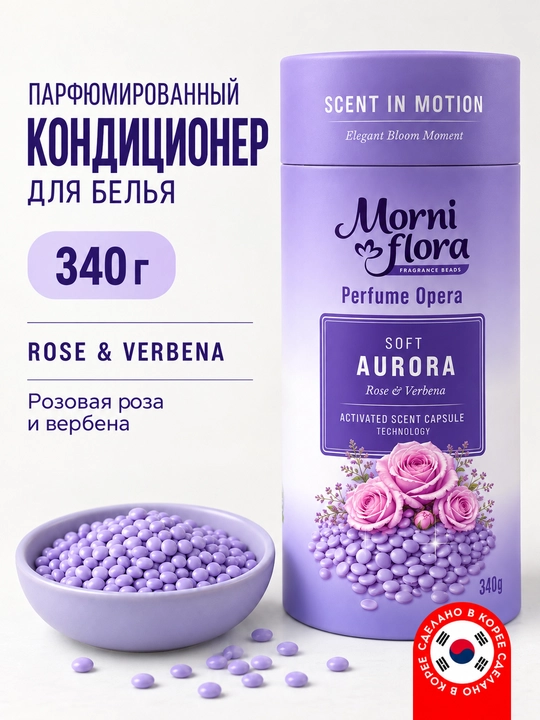 Morni Flora Perfume Opera, 340 g — kir yuvish uchun xushbo‘y granulalar, yoqimli hid - 