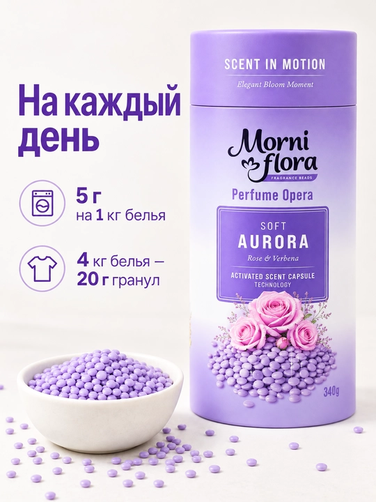 Morni Flora Perfume Opera,340 г — ароматические гранулы для стирки,приятный стойкий аромат