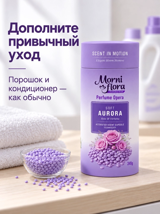Morni Flora Perfume Opera,340 г — ароматические гранулы для стирки,приятный стойкий аромат