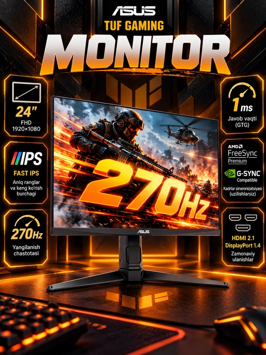 ASUS TUF Gaming VG249QM1A 24" Fast IPS FHD 270Hz 1ms Игровой монитор - 