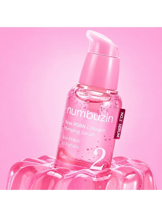 PDRN va peptidlar bilan Numbuzin No.2 Rose PDRN Collagen Plumping Serum namlantiruvchi zardobi