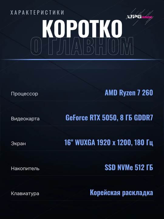 Ноутбук игровой Acer Nitro V16S AI 16" WUXGA 180 Гц, Ryzen 7 260, RTX 5050 - 16/512 ГБ