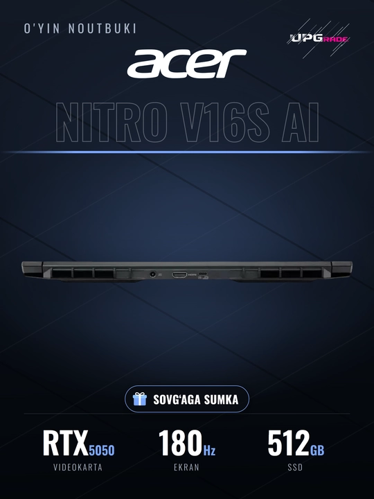 Ноутбук игровой Acer Nitro V16S AI 16" WUXGA 180 Гц, Ryzen 7 260, RTX 5050 - 16/512 ГБ