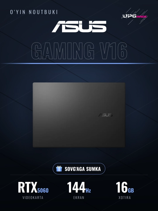 O'yin noutbuki ASUS Gaming V16 16" WUXGA 144 Gts, Core 5 210H, RTX 5060 8 GB, 16/512 GB