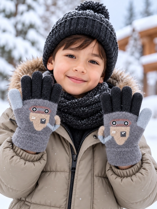 Зимние детские перчатки 4–6 лет, тёплые мягкие, 15×6 см - 