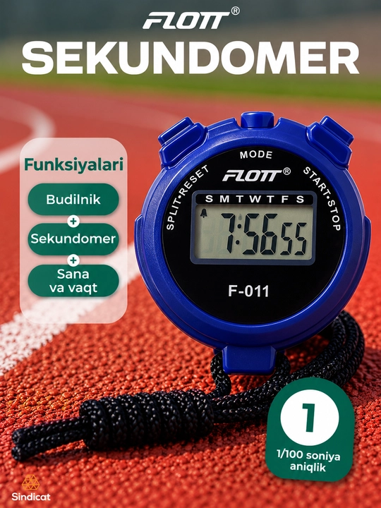 FLOTT F-011 Sport mashg‘ulotlari uchun ko‘p funksiyali elektron sekundomer - 