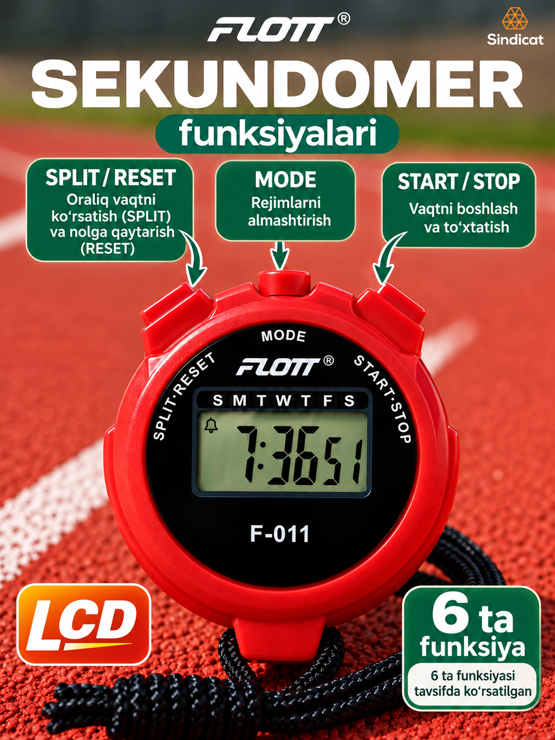 FLOTT F-011 Электронный секундомер многофункциональный для спортивных тренировок
