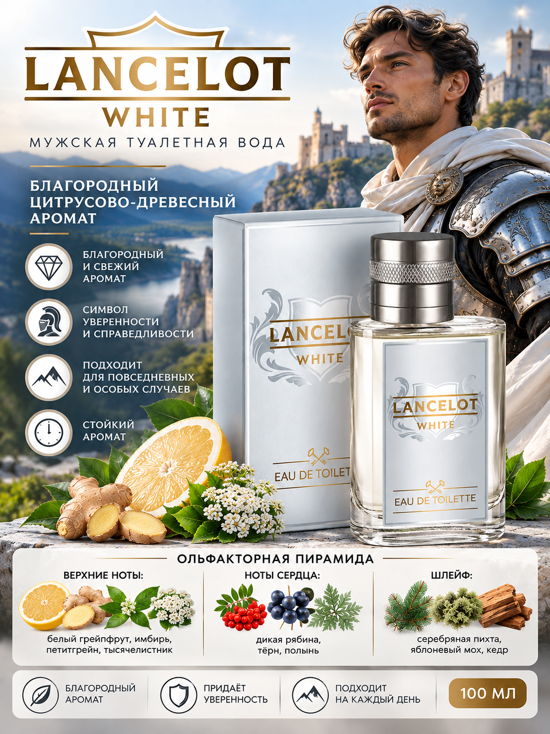 Lancelot White erkaklar uchun parfyumeriya suvi, 100 ml - 