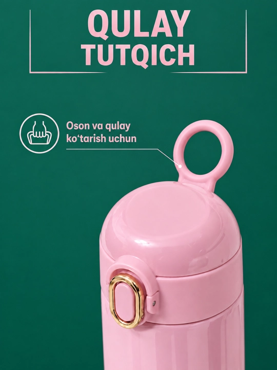Termos, 400 ml, qiz bolalar uchun, maktab uchun zanglamaydigan po'latdan termos