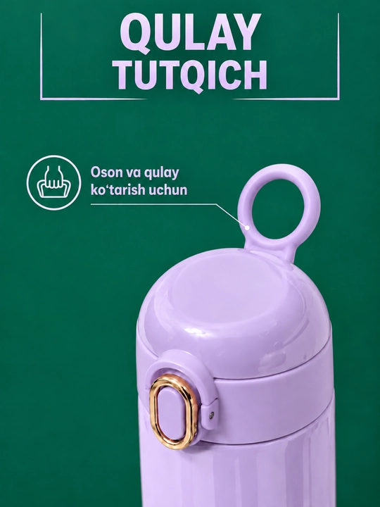 Termos, 400 ml, qiz bolalar uchun, maktab uchun zanglamaydigan po'latdan termos