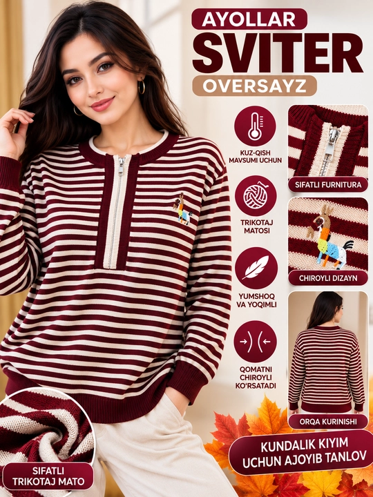 Ayollar sviteri, ayollar kardigani, kuz, qish, bahor uchun, standart o‘lcham S-XL - 