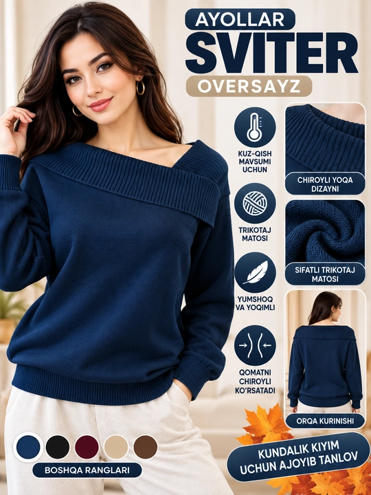 Ayollar sviteri, ayollar kardigani, kuz, qish, bahor uchun, standart o‘lcham S-XL - 