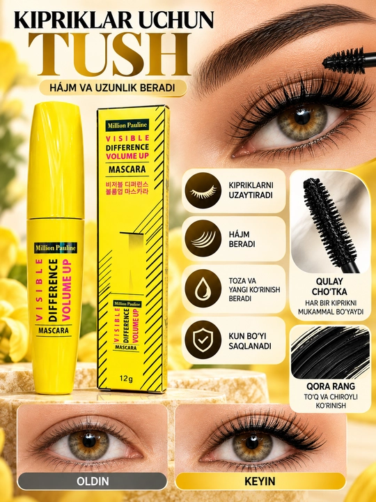 Тушь для ресниц Million Pauline Visible Difference Volume Up Mascara, 12 г — для придания