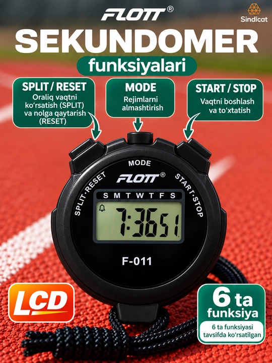 FLOTT F-011 Электронный секундомер многофункциональный для спортивных тренировок