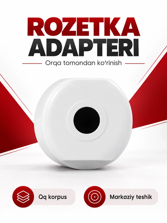 Elektr rozetka o‘tish adapteri yerga ulash bilan oq