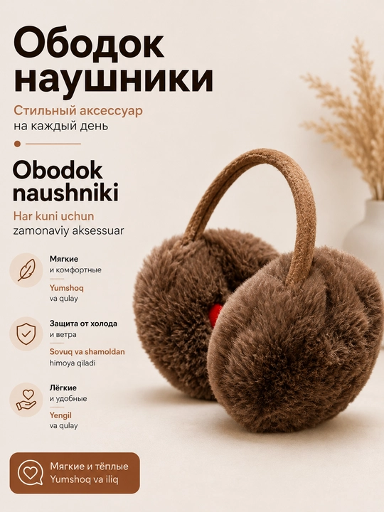 BeautyBox issiqlashtirilgan momiq mo‘ynali quloqchinlar - 