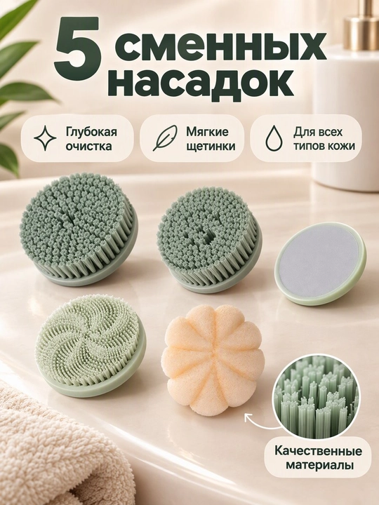 Боди брашер 5в1 Мочалка Электрическая щетка бодибрашер для душа массажная щетка и SPA