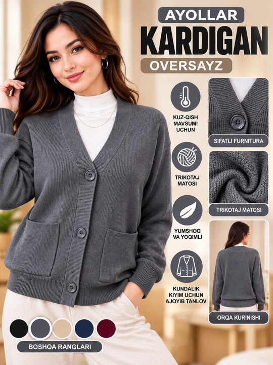 Ayollar sviteri, ayollar kardigani, kuz, qish, bahor uchun, standart o‘lcham S-XL - 