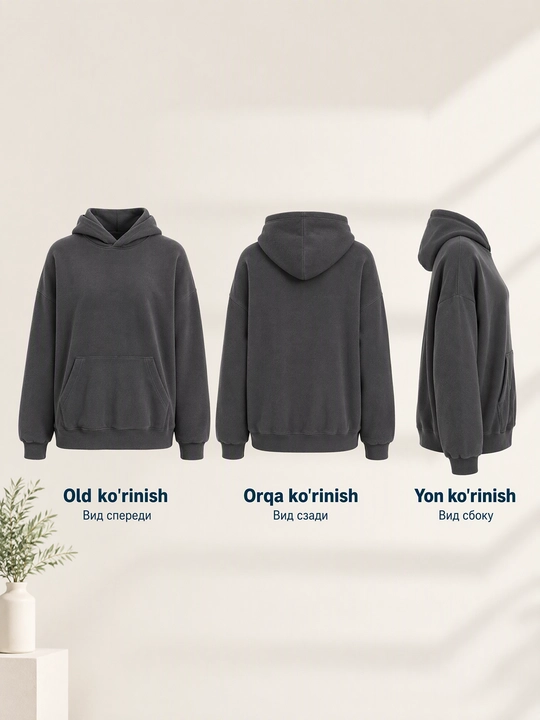Ayollar flis koftasi xudi, katta o‘lchamli, kapyushonli, issiq, yumshoq, kuz, qish 48-54