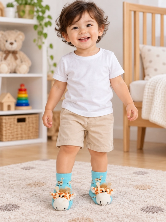 Детские носки-погремушки  с игрушками-фигурками 3D на мыске, 1-3 лет  - 