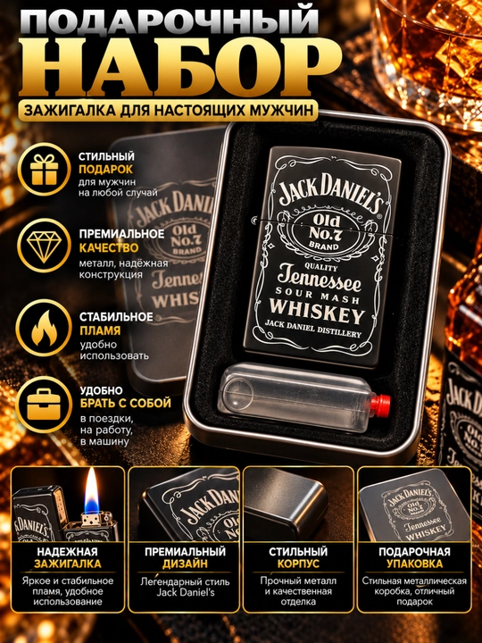 Подарочная зажигалка в металлическом корпусе, Marlboro с металлической подарочной коробкой - 