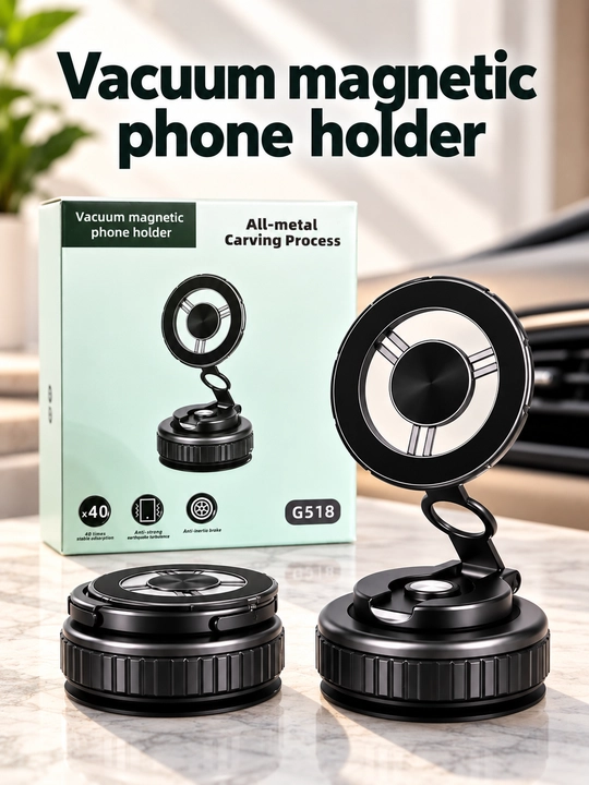 Vakuumli magnit telefon ushlagich avtomobil uchun kuchli so'rg'ichli universal holder qora - 